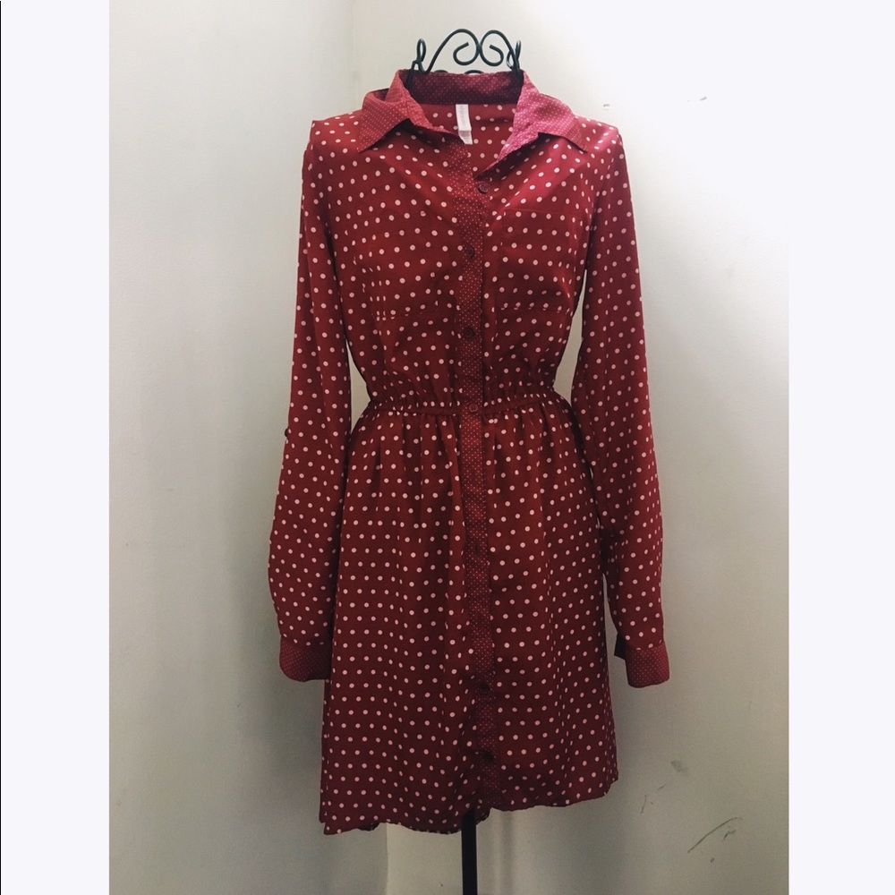 Red Polka Dot Dress with cutout